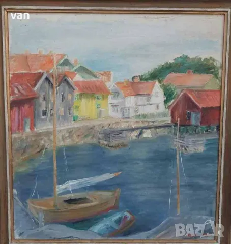 Стара авторска картина с маслени бои от 1941 г., снимка 3 - Картини - 50393965