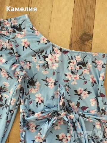 Рокля на цветя с един ръкав, снимка 3 - Рокли - 51220815