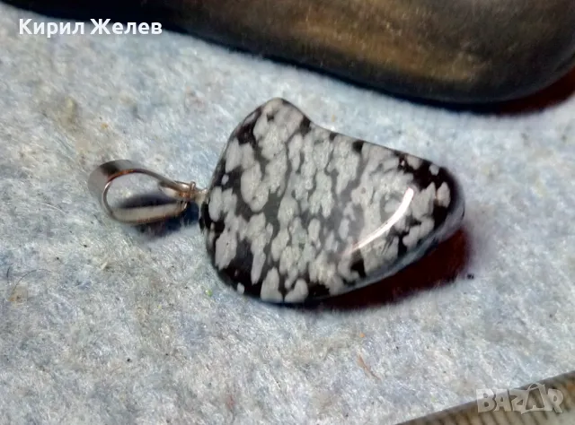 ВИНТИДЖ АРТ МЕДАЛЬОН от ПОЛИРАН НАТУРАЛЕН ОБСИДИАН 47176, снимка 3 - Колиета, медальони, синджири - 48161071
