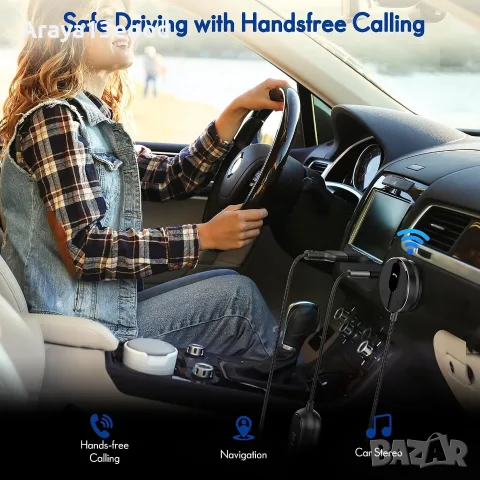BESIGN BK01 Bluetooth 5.3 адаптер за автомобил с AUX, hands-free разговори и филтър против шум, снимка 4 - Аксесоари и консумативи - 55835505