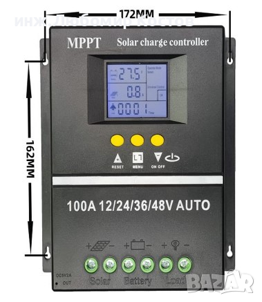 Контролер 100А с мониторинг на максимална мощност за 12V 24V 36V 48V, снимка 3 - Друга електроника - 44934624