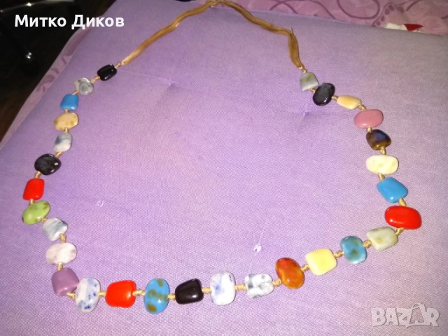 Стилно колие от керамични мъниста, винтидж и семпъл стил-2 броя, снимка 4 - Колиета, медальони, синджири - 51723425