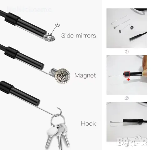Ендоскоп с Твърд Кабел Водоустойчив Бороскоп Камера USB OTG 5.5mm 2м Hard cable, снимка 8 - Камери - 48530534