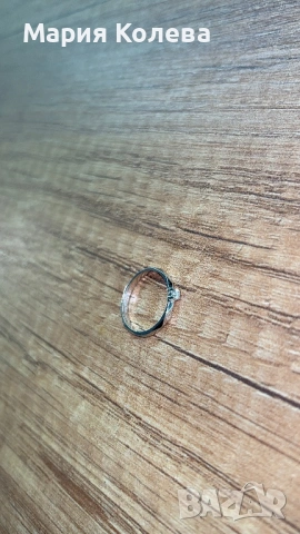 Чисто нов годежен пръстен Amaia Jewel – 14K бяло злато, диамант 0.06ct, сертификат, снимка 4 - Пръстени - 53066426