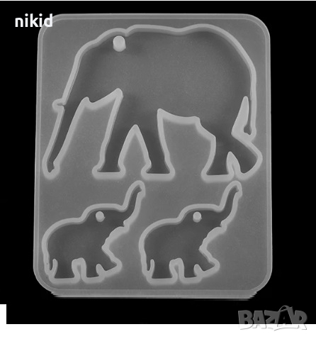 Слон слонче 3 слончета силиконов молд форма фондан смола шоколад гипс висулка колие декор, снимка 2 - Форми - 44518846