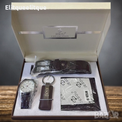 Луксозен подаръчен комплект за мъже JESOU – 4 в 1, снимка 6 - Бижутерийни комплекти - 52333659