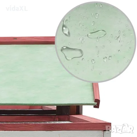 vidaXL Клетка за зайци, червена, 310x70x87 см, чам и ела масив, снимка 4 - За гризачи - 56146268