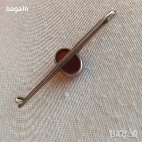 Мусолини, камея, карнеол, сребро. Брошка., снимка 5 - Антикварни и старинни предмети - 53104527