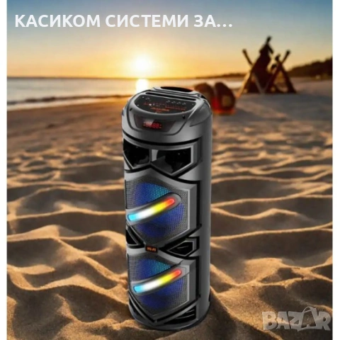 Караоке тонколона 8.5"x2 | 40W, LED RGB, Микрофон, снимка 2 - Тонколони - 53245128