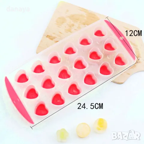 525 Форма за лед със силиконово дъно 18 сърца формички за лед сърце, снимка 12 - Форми - 48902774