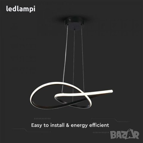 LED Полилей 20W Черен Топло Бяла Светлина, снимка 4 - Полилеи - 41395097