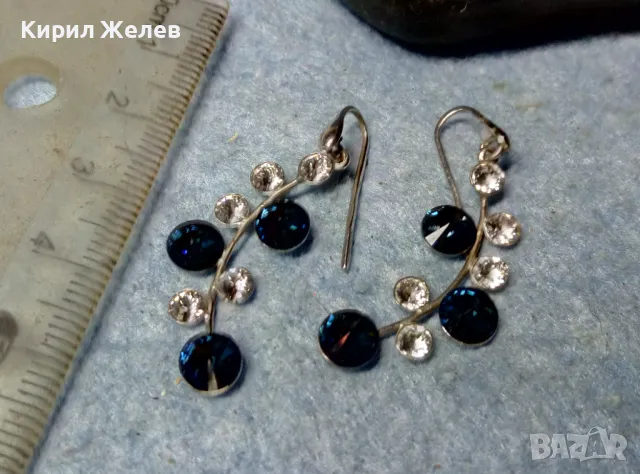 ПРЕЛЕСТНИ ФЛОРАЛНИ СКЪПОЦЕННИ СРЕБЪРНИ ОБЕЦИ СРЕБРО 925 с БЯЛА ПОЗЛАТА ЧАСТ от КОМПЛЕКТ 48605, снимка 5 - Обеци - 49144112