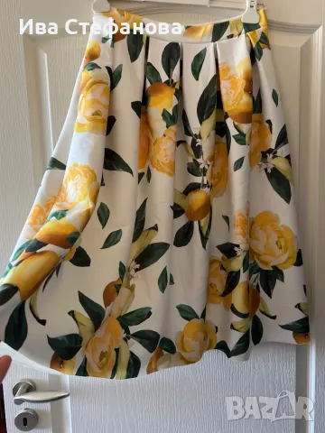 Нова разкошна елегантна пола свеж лимонен принт лимон лимони , снимка 2 - Поли - 50149881