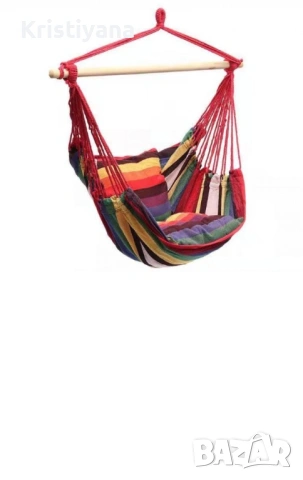 Голям хамак с въжета. Издръжливост до 150 кг. Подходящ за градина, веранда, тераса и дом. Хамак и ст