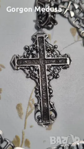 Продава се сребърен синджир с кръст 925 , снимка 3 - Колиета, медальони, синджири - 47582203