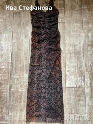 Разкошна дълга нова елегантна официална парти коктейлна еластична змийска рокля змия питон