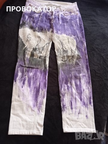 НОВИ ART Hand Made ръчно рисувани дънки на марката DRYKORN, снимка 4 - Дънки - 42143583