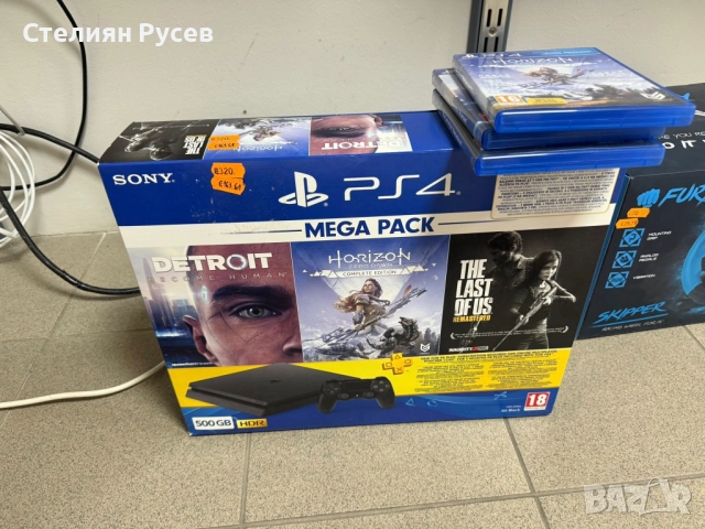 ps4 PlayStation 4 500GB + 1 джойстик + 3 игри общо 320 лв или 163,61 евро - кабел захранване - налич, снимка 1