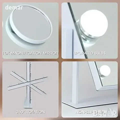 Fenair Hollywood огледало за грим с LED, USB и 360° въртене, снимка 5 - Огледала - 55933516