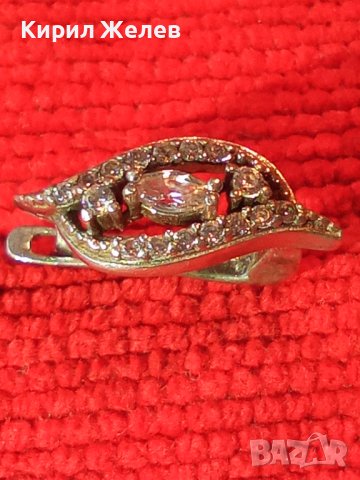 СРЕБЪРНА АЖУРНА СКЪПОЦЕННА ОБЕЦА СРЕБРО 925 АНГЛИЯ с ИСКРЯЩИ ФАСЕТИРАНИ КАМЪНИ ЦИРКОНИЙ 38210, снимка 3 - Обеци - 40938237