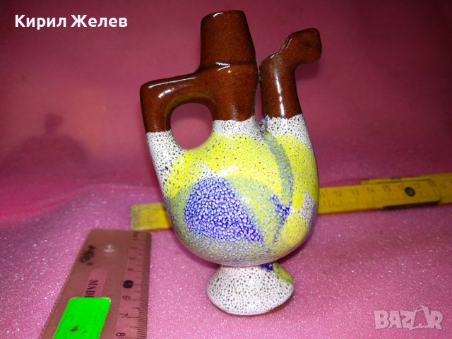 КЕРАМИЧНО БЪРДУЧЕ СВИРКА РЪЧНА МАЙСТОРСКА ИЗРАБОТКА ТРАДИЦИОНЕН ЕТНО СУВЕНИР ГЛЕДЖОСАНА ГЛИНА 42940, снимка 5 - Декорация за дома - 44308040