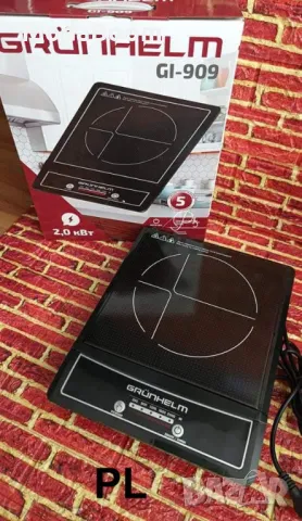Индукционен котлон Grunhelm GI-909, 2000W, Керамична плоча, 5 нива, LED, Черен, снимка 4 - Съдове за готвене - 48381697