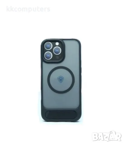 Калъф силикон Dfans Мат MagSafe със стойка /Черна рамка/ за iPhone 16 Pro 6.3 Баркод : 3130845, снимка 5 - Калъфи, кейсове - 48123979