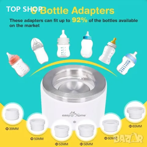 Easy@Home Акумулаторен Преносим нагревател за бебешки шишета/бързо нагряване/6 адаптера за шишета, снимка 2 - Прибори, съдове, шишета и биберони - 49308636