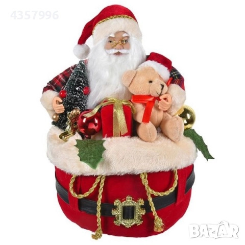 Коледна реалистична фигура Дядо Коледа в чувал с подаръци, снимка 3 - Декорация за дома - 52394683