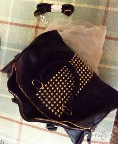 Дамска чанта Mango с капси кожена, снимка 2 - Чанти - 53625535