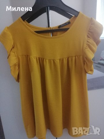 Блуза с къдри цвят горчица , снимка 6 - Ризи - 41981024