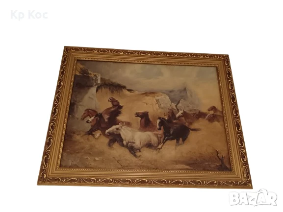 картина с коне, рамкирана, снимка 8 - Картини - 50990839