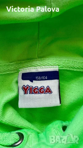 Неоново зелена блуза с висока яка Yigga, размер 158-164, снимка 5 - Суичъри - 55906148