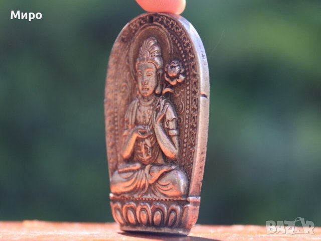 ГУАНИН/АВАЛОКИТЕШВАРА ЛОТУС МЕДАЛЬОН ТАЛИСМАН АМУЛЕТ ТИБЕТ НЕПАЛ АЗИЯ , снимка 3 - Антикварни и старинни предмети - 41689211