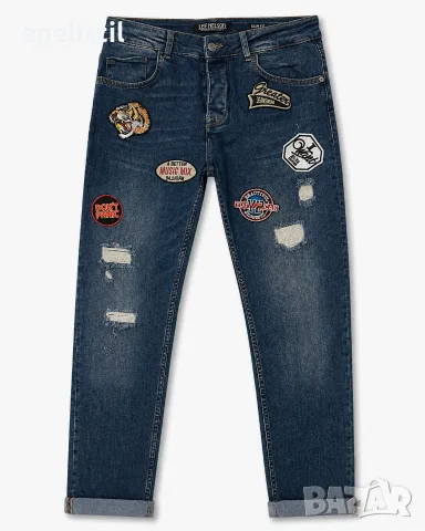 Мъжки дънки Leif Nelson Slim Fit W29/L32 – с нашивки и ефектни детайли