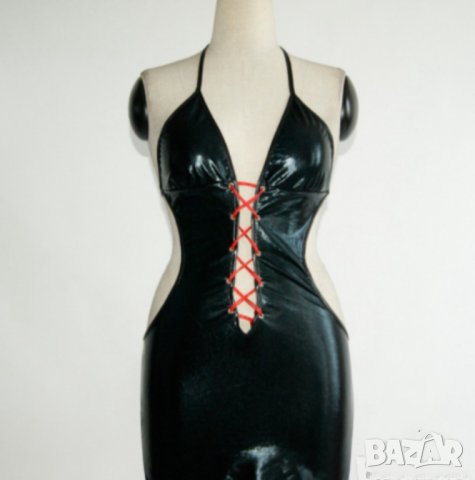 Нова клубна секси рокля от еко кожа с  гол гръб M, L, снимка 4 - Рокли - 40868736
