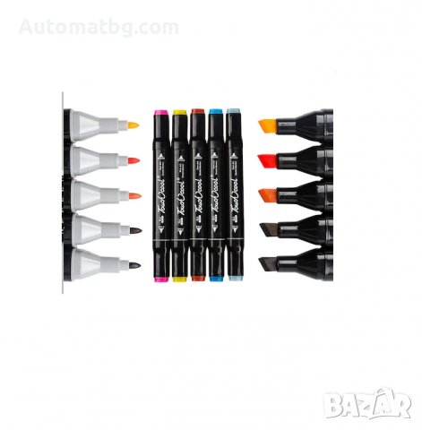  Комплект маркери за рисуване в калъф, двустранни, 60бр. , снимка 3 - Рисуване и оцветяване - 36579967