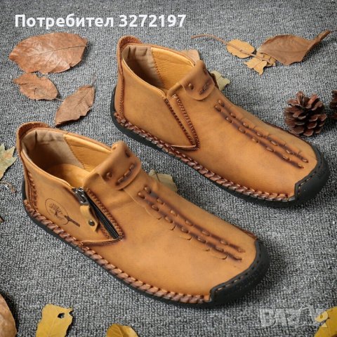 Ръчно изработени кожени мъжки обувки,подметка 100 % каучук, снимка 2 - Спортно елегантни обувки - 41832836