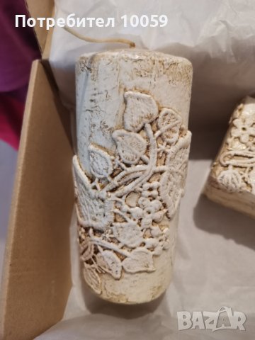 Комплект за подарък свещ и кутия, ръчно декорирани , снимка 4 - Други - 41400245