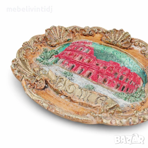 Сувенирна релефна чиния "AP COLOSSEO" на Колизеума в Рим, снимка 3 - Чинии - 53596004