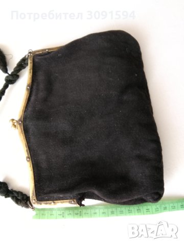19  век  дамска чанта черно кадифе със месингови обков , снимка 6 - Антикварни и старинни предмети - 41607343