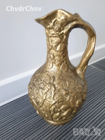 2броя стари италиански кани/20см-4кг/29см-6кг/релефна бронзова кана с деца и плодове, снимка 4 - Антикварни и старинни предмети - 53481227