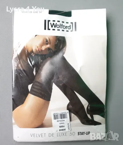Wolford Velvet de Luxe 50 den Stay-Up нови луксозни силиконови чорапи
