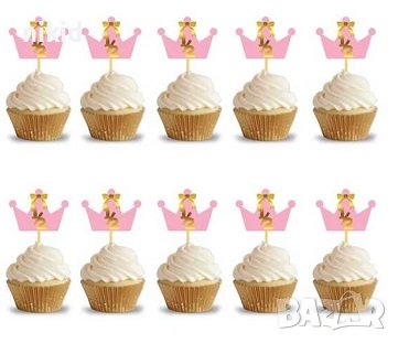 10 бр 1/2 половин година годинка корона рожден ден бебе бебешки топери топер мъфини кексчета торта, снимка 2 - Други - 41523311