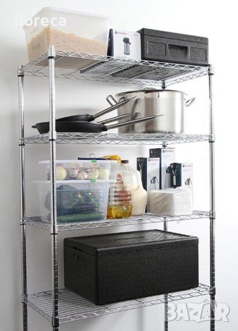 Стелаж за съхранение - 5 рафта, матово черно покритие, снимка 2 - Стелажи и щандове - 41466479