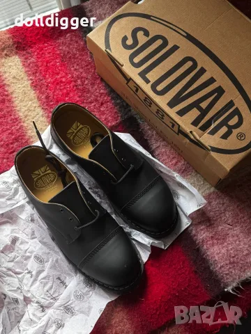оригинални мъжки обувки Solovair Black Greasy Steel Toe Gibson