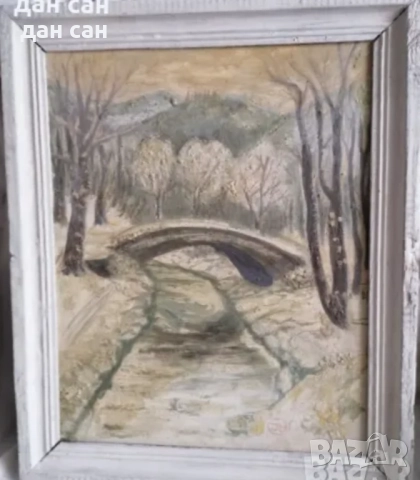 Зимни пейзажи Търново маслени бои подпис JB, снимка 7 - Картини - 48258497