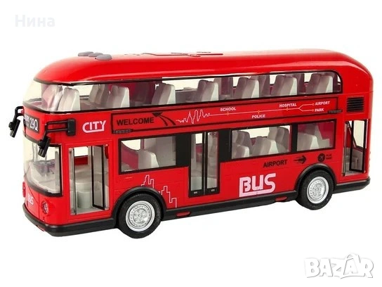 Двуетажен автобус със звук и светлина, снимка 2 - Коли, камиони, мотори, писти - 53461518