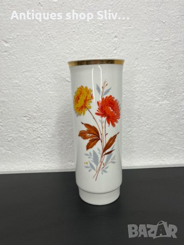 Немска порцеланова ваза с флорални мотиви. №5080, снимка 1 - Антикварни и старинни предмети - 44292740