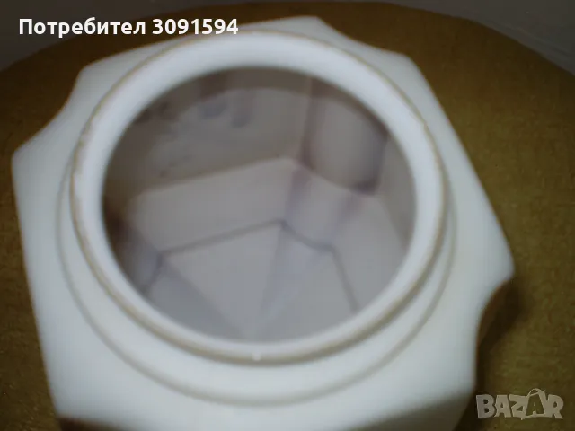 Винтидж стар ART DECO бежов, кафяв стъклен абажур, 30-те години на миналия век, многоъгълен оребрен , снимка 7 - Антикварни и старинни предмети - 50198782